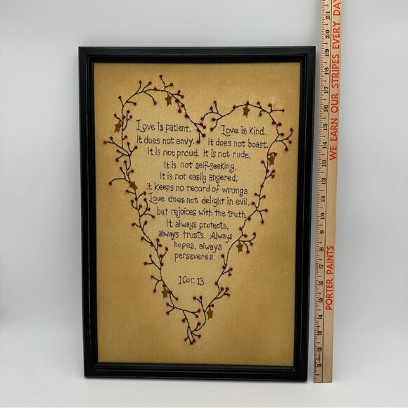 Embroidery Framed Wall 1 Corinthians 13 Love Verse Wedding Countrycore Gallary - Picture 2 of 5